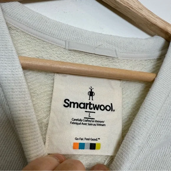 Smartwool Recycled Terry Cropped Crew Sweatshirt in Almond size large - Picture 9 of 9